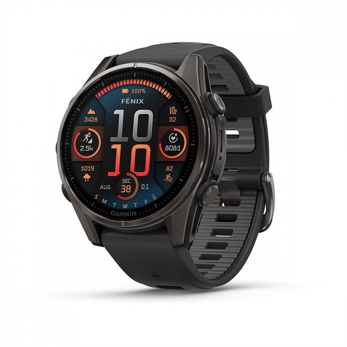 Garmin fenix 8 - 43 мм, AMOLED Sapphire, угольно-черный DLC, пепельно-серый ремешок 010-02903-21 2639 - фото 11016