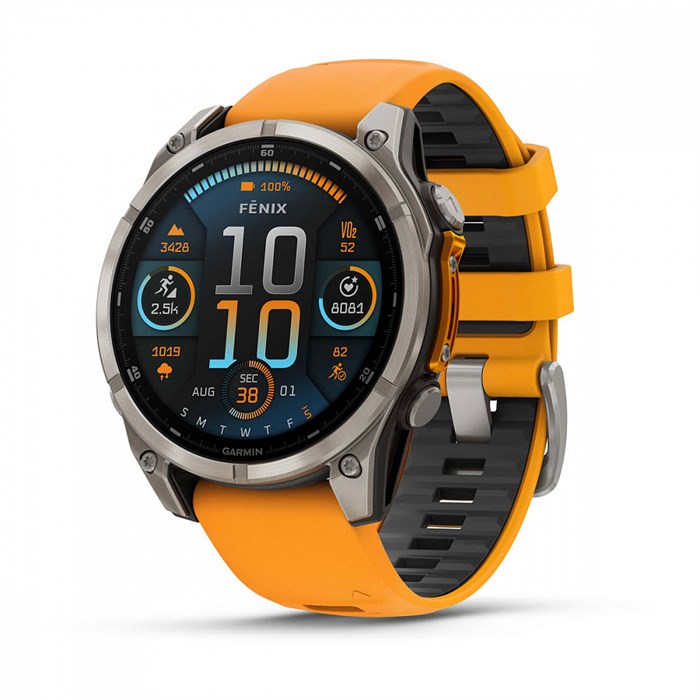 Garmin fenix 8 - 47 мм, AMOLED Sapphire, Titanium, светло-серый, оранжевый силиконовый ремешок 010-02904-11 2645 - фото 11094