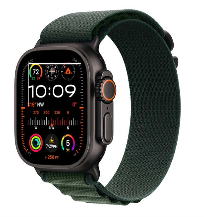 Часы Apple Watch Ultra 2 (2024) Black Titanium +ремешок Alpine Loop dark green 2731 - фото 11566