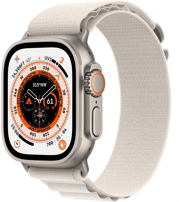 Apple Watch Ultra GPS + Cellular, 49mm, корпус из титана, ремешок Alpine цвета «сияющая звезда» - фото 5383