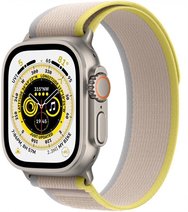Apple Watch Ultra GPS + Cellular, 49 мм, корпус из титана, ремешок Trail желтого/бежевого цвета - фото 6781