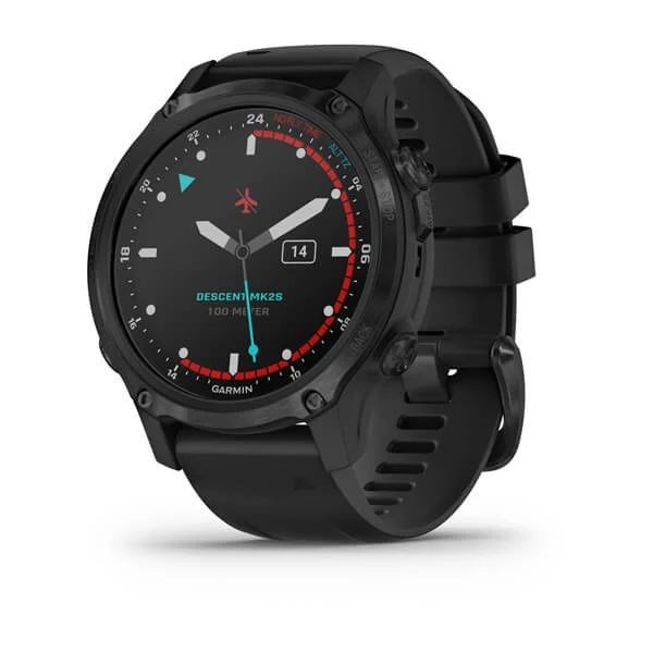 Умные часы Garmin Descent Mk2s угольно-серый корпус с DLC-покрытием, черный силиконовый ремешок 010-02403-04 - фото 7675