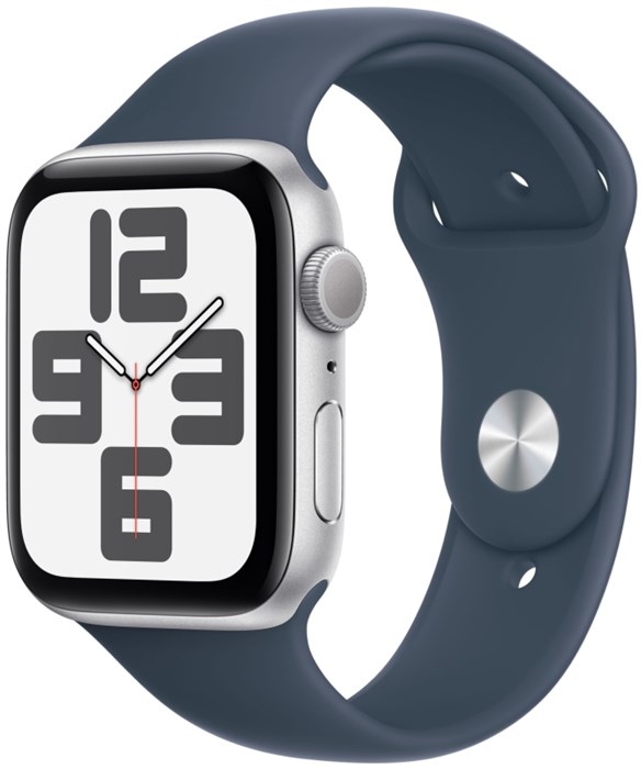Умные часы Apple Watch Series SE Gen 2 2023 44 мм Aluminium Case GPS, Silver/Storm Blue Sport Band - фото 8863