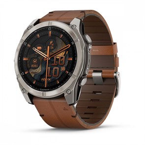 Garmin fenix 8 - 51 мм, AMOLED Sapphire, Titanium, каштановый кожаный ремешок 010-02905-40 2646