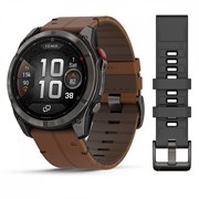 Умные часы GARMIN FENIX 8 PRO 47mm Amoled Sapphire Lens Tinanium With Chestnut Leather Band Plus Pabble gray silicone 010-03198-40 3354