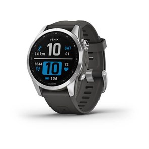 Умные часы Garmin Fenix 7S серебристый с графитовым силиконовым ремешком 010-02539-01