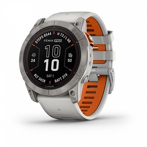 Умные часы Fenix 7 Pro Sapphire Solar Edition Титановый корпус с дымчато-серым оранжевым ремешком  010-02777-21