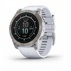 Умные часы Epix Pro (Gen 2) Sapphire Edition 51 мм, титановый белый, DLC, белый силиконовый ремешок 010-02804-11