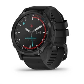 Умные часы Garmin Descent Mk2s угольно-серый корпус с DLC-покрытием, черный силиконовый ремешок 010-02403-04