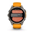 Garmin fenix 8 - 51 мм, AMOLED Sapphire, Titanium, светло-серый, оранжевый силиконовый ремешок 010-02905-11 2749 - фото 11746