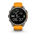 Garmin fenix 8 - 51 мм, AMOLED Sapphire, Titanium, светло-серый, оранжевый силиконовый ремешок 010-02905-11 2749 - фото 11749