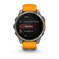 Garmin fenix 8 - 51 мм, AMOLED Sapphire, Titanium, светло-серый, оранжевый силиконовый ремешок 010-02905-11 2749 - фото 11750