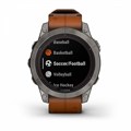 Умные часы Garmin Fenix 7 Pro Sapphire Solar титановый серый с коричневым кожаным ремешком  010-02777-30 2190 - фото 7617